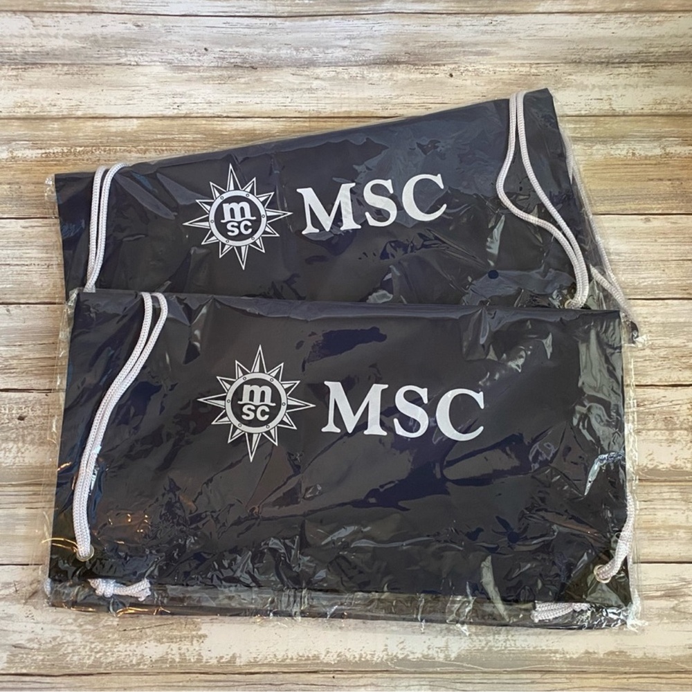 Two 2 MSC Cruise Line Ships Nylon Drawstrings Backpacks Sacks
